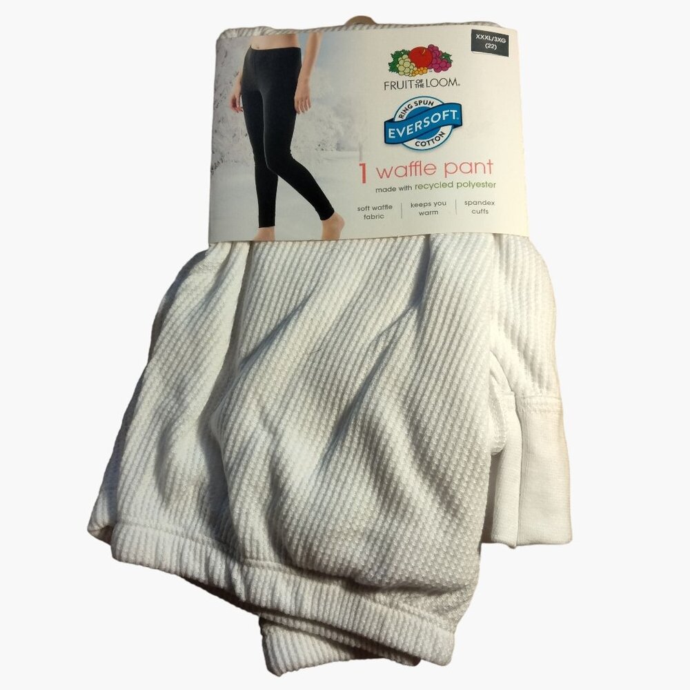 Fruit Of The Loom Waffle Pant Thermal Long Johns White XXXL 3XG